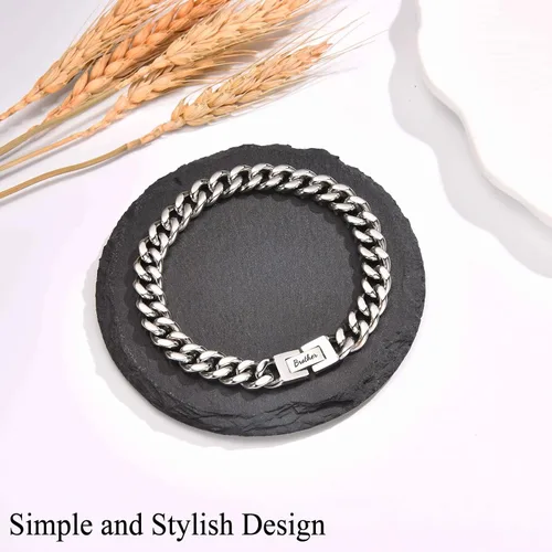 Vista 6 de Regalos para papá, hijo, nieto, tío sobrino, hermano, marido, novio, regalos para hombres y niños, pulsera de eslabones de cadena cubana, regalos