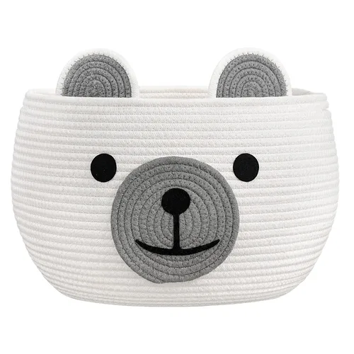 Vista 13 de CherryNow Cesta de cuerda tejida, cestas de oso para regalos vacías, cesta de almacenamiento grande para sala de estar, guardería, cestas
