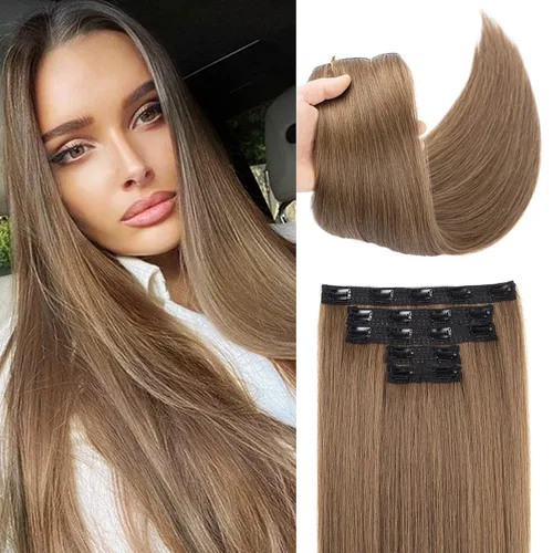 Vista 20 de REECHO Extensiones de cabello con pinzas, extensiones de cabello grueso y largo, extensiones de cabello sintético ligero para mujer, 24 pulgadas a