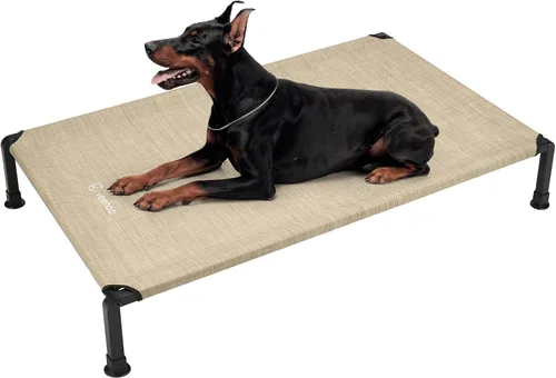 Vista 9 de Veehoo CWC2432A - Cama elevada para perro con marco resistente, patas de silicona antideslizantes, cama para perro lavable y transpirable, cama