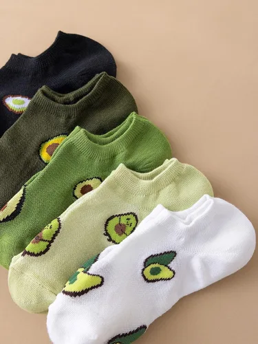 Vista 3 de SOLY HUX 5 pares de calcetines invisibles con estampado de aguacate para mujer