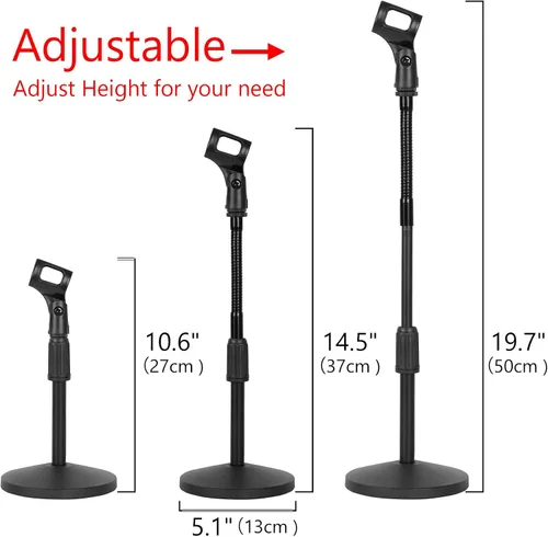 Vista 2 de GEEKRIA for Creators Soporte telescópico de micrófono de mesa con brazo flexible compatible con Shure KSM11, SM57, TONOR D5, K1 soporte de micrófono