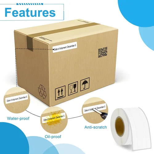 Vista 4 de NineLeaf 1 rollo (390 etiquetas) compatible con Dymo 30327 (9/16 x 3-7/16 pulgadas), carpetas de archivos blancas 1-UP etiquetas multiusos