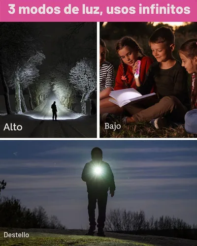 Vista 5 de Everbrite linterna mini, linterna LED con 3 modos, incluye 3 pilas AAA, linterna pequeña resistente al agua para emergencias y campamento, rosa
