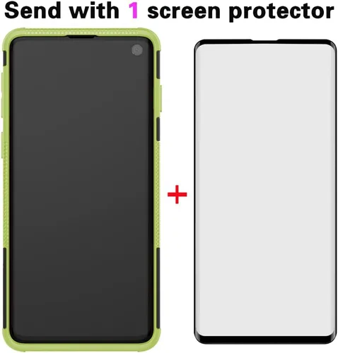 Vista 3 de Asuwish Funda de teléfono para Samsung Galaxy S10 con protector de pantalla de vidrio templado y soporte delgado, híbrida, resistente, funda Verde