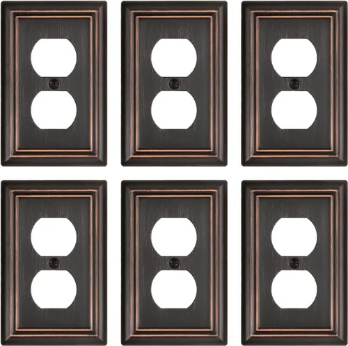 Vista 34 de Juego de 1 placa de pared de metal, bronce envejecido Midsize 1 Toggle 1 Decorator Combo Wall Plate for GFCI Outlets, Light Switches, Ideal for