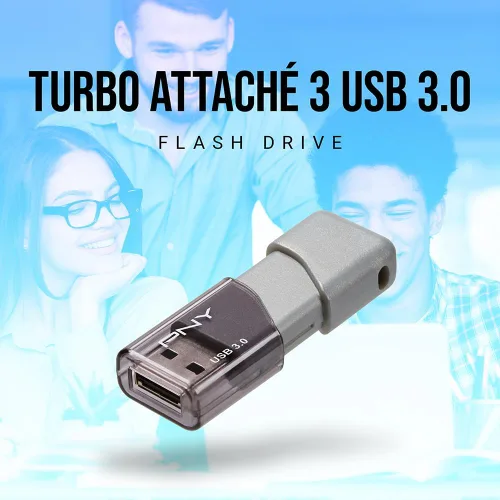 Vista 5 de PNY Unidad USB 3.0 Turbo Attaché 3 de 256 GB, paquete de 3 – Gris, P-FD256X3TBOP-MP, 100 MB/s, Ligera y Duradera - Almacenamiento y Transferencia
