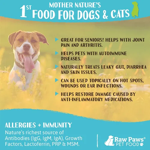 Vista 7 de Raw Paws Calostro bovino para mascotas para perros para alergias y apoyo inmunológico (5 onzas) - Fabricado en Estados Unidos - Calostro para gatos