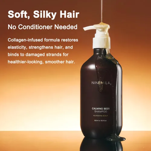 Vista 6 de NINEMILA - Champú calmante de cerveza con biotina y colágeno para cabello fino, cuidado posparto, seguro para agua dura, vegano, sin sulfatos, sin