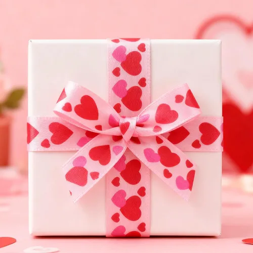 Vista 2 de Meseey Rollo de cintas para el día de San Valentín de 50 yardas, cinta decorativa de corazón rosa de 5/8 pulgadas para bodas, envoltura de regalos