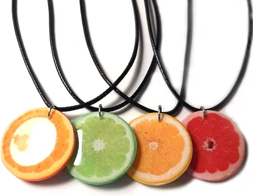 Vista 9 de Fruit Slice Pendant Handmade Citrus Grapefruit Orange Lemon Lime Pamelo Necklace Mini Food Girlfriend Outdoors Gift Bright Summer Necklace for Women