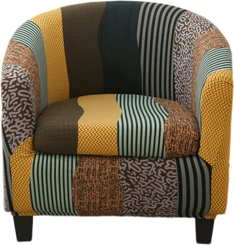 Vista 24 de Funda estampada para silla de club, 2 piezas, elástica con acento de barril para sillón, fundas de sofá, fundas extraíbles para silla de bañera
