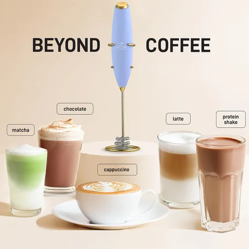 Vista 613 de Zulay Milk Boss Espumador de leche potente manual, hace espuma para latte, batidor para mezclar bebidas, café, miniespumador para capuchino, frappé