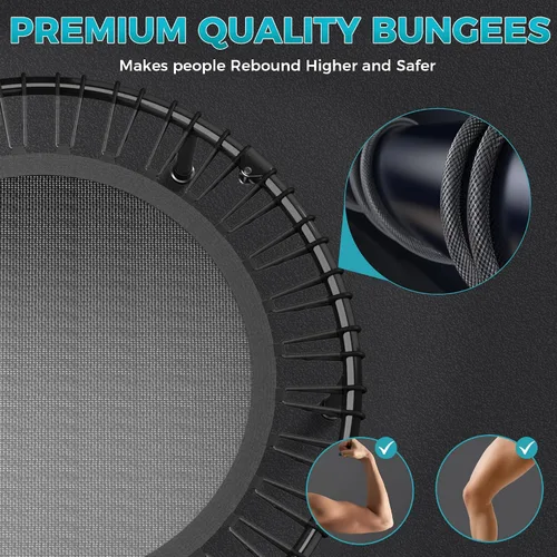 Vista 4 de Trampolín de rebote de 40 pulgadas/48 pulgadas para adultos con cuerdas elásticas, rebote de ejercicio para adultos para entrenamiento en interiores