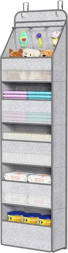 Vista 14 de Univivi Organizador para colgar sobre la puerta con 5 estantes de tela, organizador de almacenamiento para puerta con 4 bolsillos grandes y 3