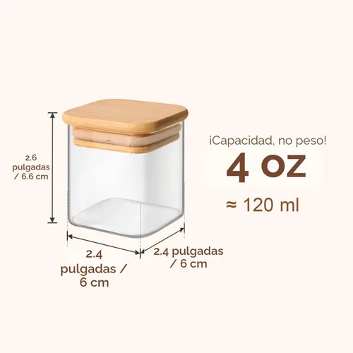 Vista 3 de ComSaf Tarros cuadrados de vidrio para especias con etiquetas, 4 onzas