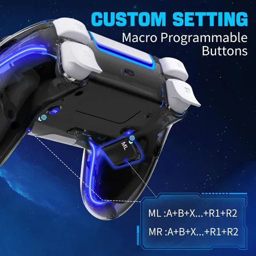 Vista 6 de Controllers for PS4,Custom PS4 Remote with Hall 3D Joystick, RGB Wireless Game Controllers for Playstation 4 Customizable Buttons Responsive Control