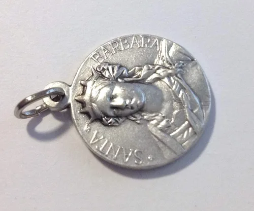 Vista 5 de Medalla de plata Santa Bárbara - Patrona de los bomberos - Hecho en Italia, Latón