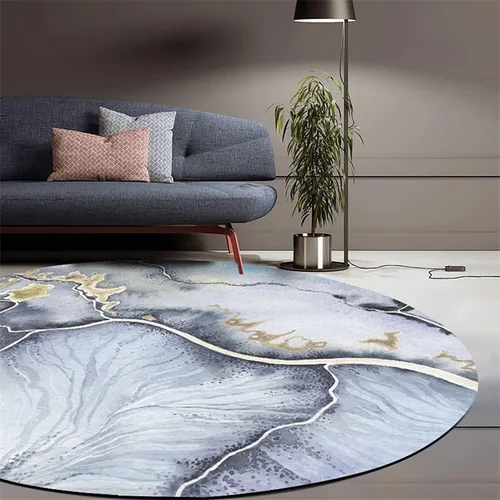 Vista 25 de Tapete redondo de mármol verde esmeralda, lavable, pequeño círculo, para dormitorio, sala de estar, alfombra moderna abstracta circular, 2 pies
