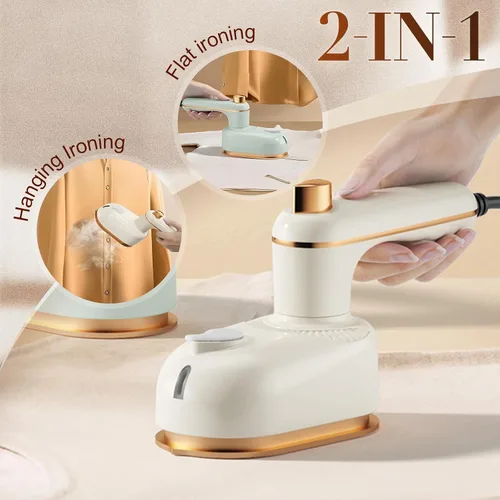Vista 2 de Hierro de vapor portátil, mini plancha eléctrica portátil 3 en 1, mini plancha giratoria portátil para ropa, vaporizador de viaje para ropa