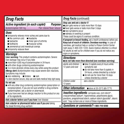 Vista 3 de Amazon Basic Care - Caplet de acetaminofeno extra fuerte de 500 mg, 100 unidades (50 bolsas de 2 cápsulas)