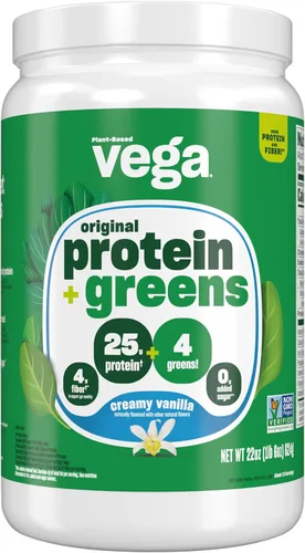 Vista 4 de Vega Protein and Greens Proteína en polvo de chocolate cremoso (11 porciones) 0.88 oz de proteína a base de plantas más verduras, vegano, sin OMG