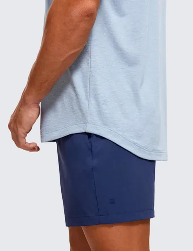 Vista 4 de CRZ YOGA Crewneck Workout Shirts for Men - Quick Dry Running Athletic T-Shirts Lightweight Basic Tops