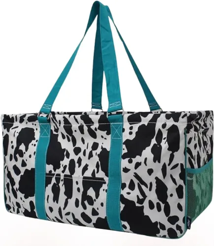 Vista 70 de NGIL Bolsa de comestibles reutilizable extra grande plegable de gran tamaño para comestibles, almacenamiento, picnic, playa, Estampado de vaca