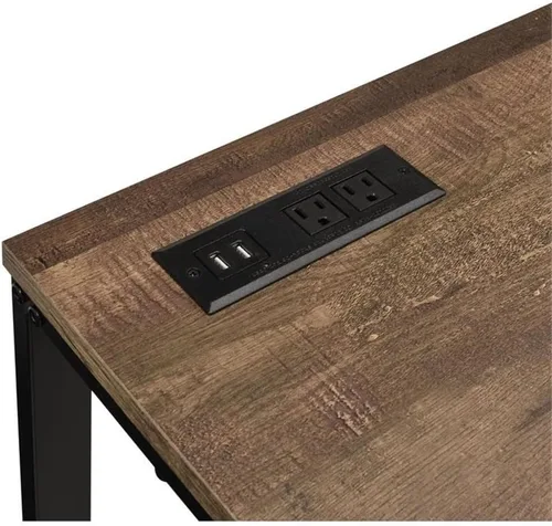 Vista 7 de Acme Tyrese Escritorio rectangular de madera con puerto USB en nogal y negro