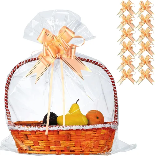 Vista 13 de 30 paquetes de bolsas de celofán de 32 x 40 pulgadas para cesta, bolsas de celofán transparentes extragrandes gigantes, bolsas de celofán