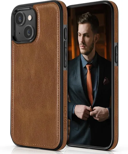 Vista 12 de LOHASIC - Funda compatible con iPhone 15, cuero elegante de lujo, color negro Luxury Vegan Leather, Shockproof Cover, Rugged Protective, Soft TPU