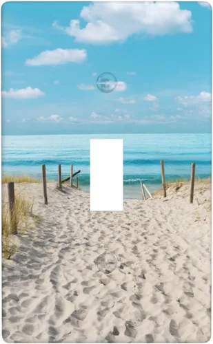 Vista 11 de Blue Ocean White Sand Beach 2 Gang Combination Toggle Rocker - Placa de pared para interruptor de luz doble, cubierta de salida decorativa eléctrica