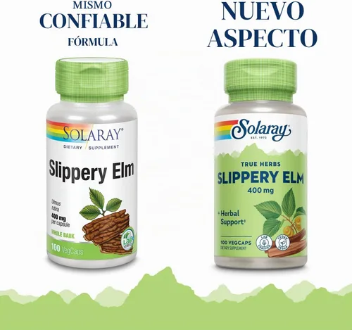 Vista 2 de Corteza de olmo resbaladizo Solaray 400 mg, 100 cápsulas veganas