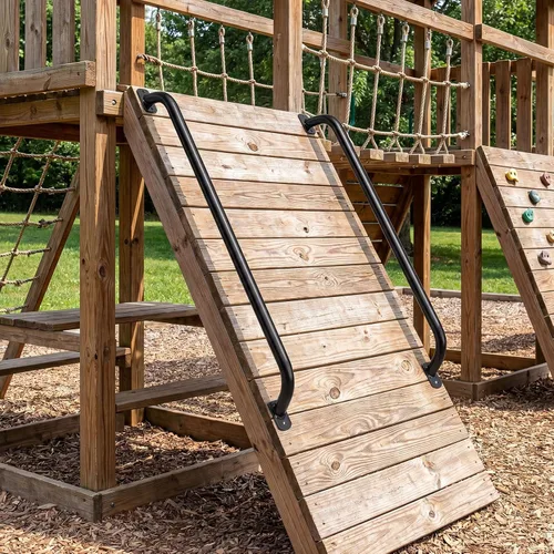 Vista 5 de Lounsweer 2 Pcs Playground Accessories Metal Safety Handles Playhouse Ladder Handle Long Grab Handle Bars for Treehouse Rock Climbing Wall