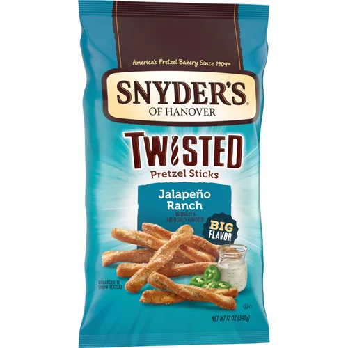 Vista 5 de Snyder's of Hanover Palitos de Pretzel Retorcidos con Sabor a Jalapeño Ranch, Bolsa de 12 Oz