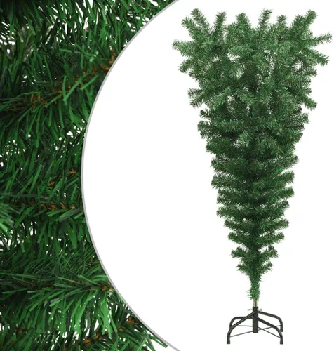 Vista 10 de Upside Down Christmas Tree Green PVC, Steel Frame, 47.2-inch Height, Adjustable Armrests, Indoor Holiday Decor for Living Room, Easy Assembly