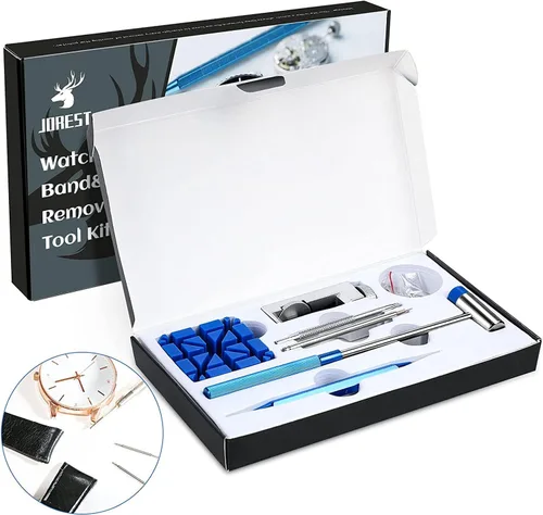 Vista 9 de JOREST Kit de herramientas para correa de reloj, kit de reparación para ajuste de correa de reloj, reemplazo y cambio de tamaño, con herramienta