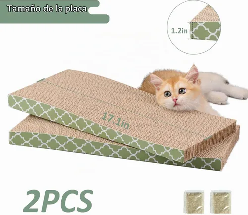 Vista 3 de Cat Scratcher Cardboard Scratching Pads Scratch with Catnip 2PCS Reversible Corrugated Cardboard