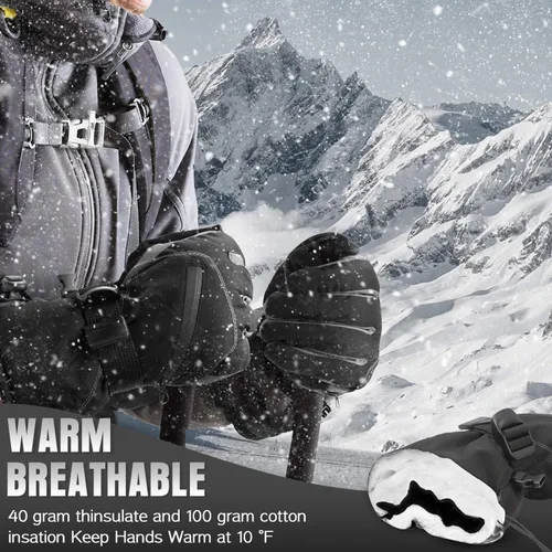 Vista 3 de BOSONER Guantes de esquí y snowboard, guantes impermeables de invierno, guantes de nieve para pantalla táctil para clima frío, para hombres