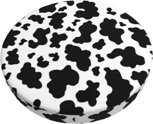 Vista 9 de Ouqiuwa Funda redonda para taburete de bar con diseño de mariposa, diseño de gato, color negro Reloj Gato Negro Mariposa