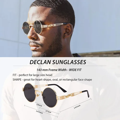 Vista 4 de Technigadgets Declan Round Steampunk Sunglasses Retro Circle Metal Frame Gothic Hippie Shades Polarized UV400 For Men Women