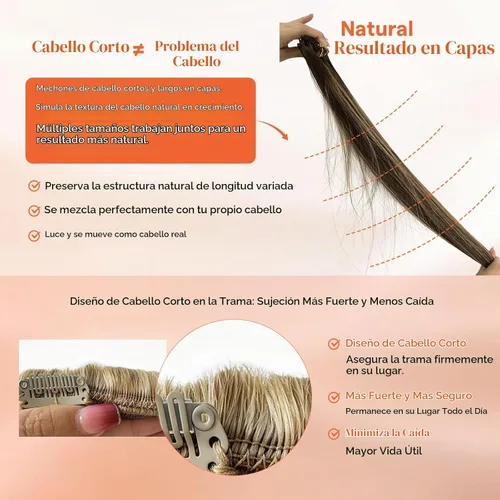 Vista 5 de Sunny Hair - Extensiones de clip de cabello humano - rubio claro mezclado con reflejos rubio dorado - 12 pulgadas, 5 unidades, 2.82 onzas Blonde