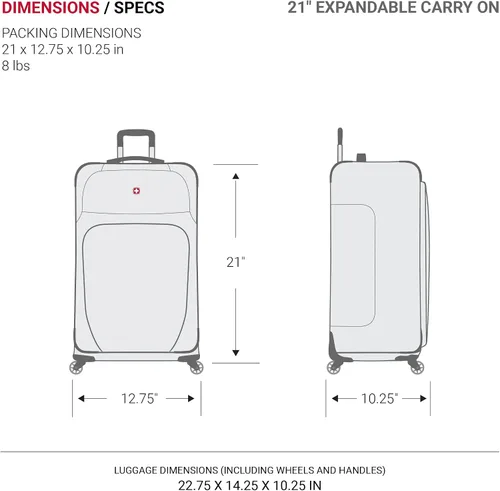 Vista 8 de SwissGear, Negro, 3 Piece Set (212527), Equipaje Sion Softside con ruedas giratorias
