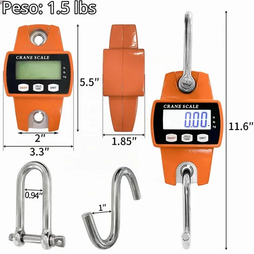 Vista 6 de Sutekus Báscula colgante digital de 660 libras, báscula portátil de grúa impermeable, báscula de pescado de 661.4 lbs, báscula de mano