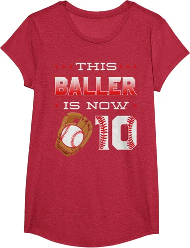 Vista 68 de This Baller Is Now 10 - Camiseta de béisbol para fiesta temática de cumpleaños número 10, Negro