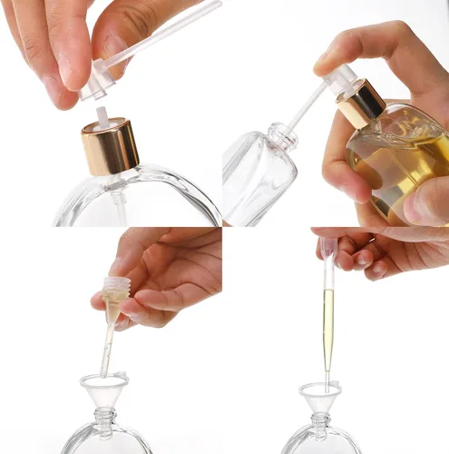 Vista 6 de Paquete de 6 botellas de perfume recargables de 1.7 fl oz/1.7 onzas, botella atomizadora de perfume de vidrio vacía, botella de viaje de colonia