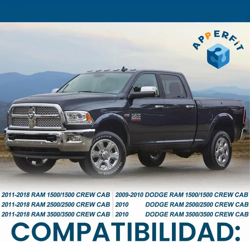 Vista 4 de APPERFiT Manija de Puerta Exterior Cromada y Negra para Panel de Puerta de Pasajero Delantero/Trasero Compatible con Camión Dodge RAM 1500 2500 3500