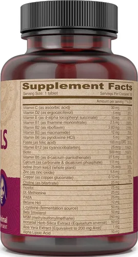 Vista 3 de DEVA Vitaminas y minerales veganos para el cabello, las uñas y la piel con biotina, suplemento, 90 tabletas