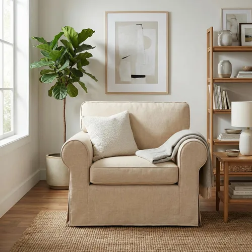 Vista 4 de Ektorp - Funda de repuesto para sillón IKEA Ektorp, funda para silla Ektorp, solo funda Ektorp (beige diario)