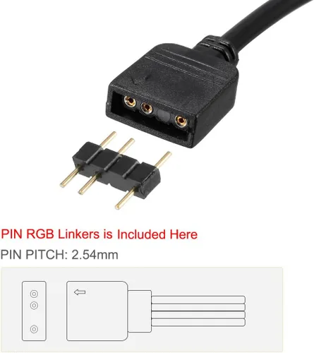 Vista 4 de uxcell ARGB - Cable divisor hembra a hembra de 3 pines, cable de extensión para tiras de luz LED 5050 3528, 11.8 in de longitud, 2